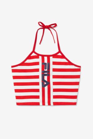 FILA Brinley Halter Tank Vests Red / White / Navy,Womens Clothing | CA.WPGNLR761